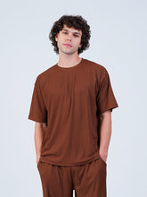 Textured Oversized T-Shirt : Brown
