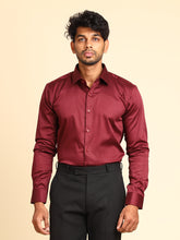 Slim Fit Satin Stretch Shirt : Maroon