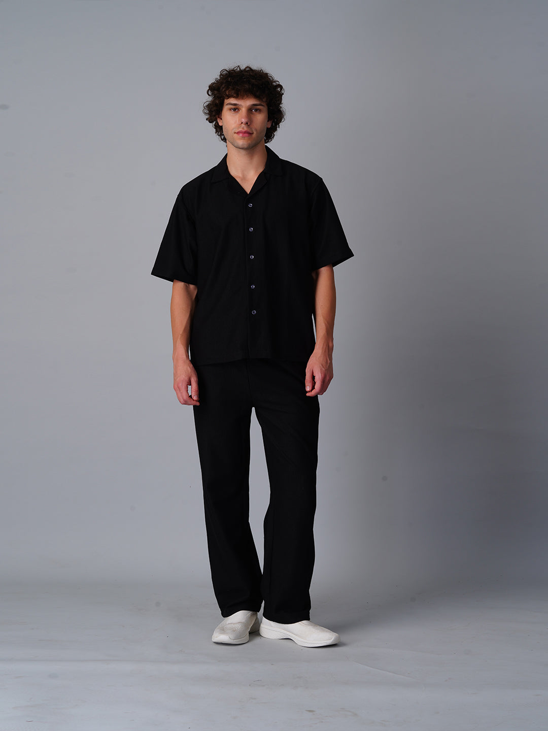 Knitted Resort Shirt : Black
