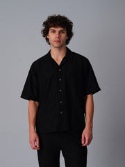Knitted Resort Shirt : Black