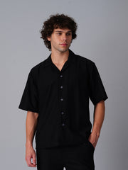 Knitted Resort Shirt : Black