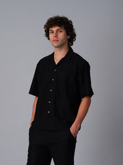 Knitted Resort Shirt : Black