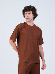 Textured Oversized T-Shirt : Brown