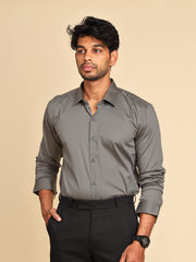 Slim Fit Satin Stretch Shirt : Dark Grey