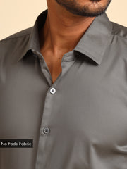 Slim Fit Satin Stretch Shirt : Dark Grey
