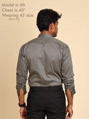 Slim Fit Satin Stretch Shirt : Dark Grey