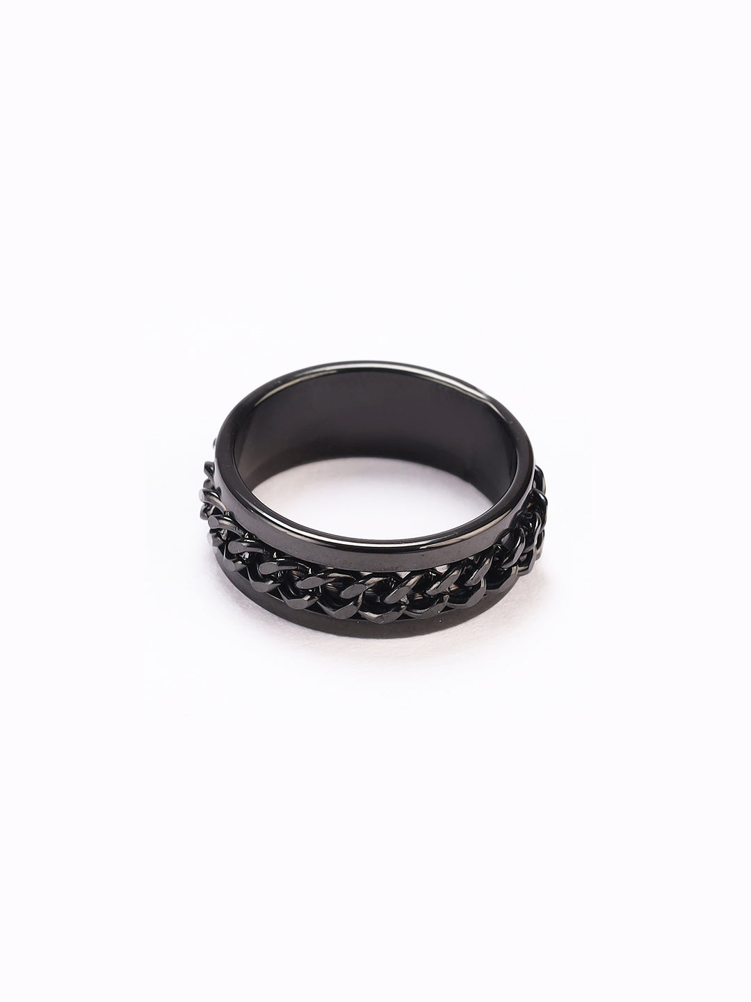 Chain Cuban Ring : Black