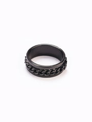Chain Cuban Ring : Black