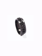 Chain Cuban Ring : Black